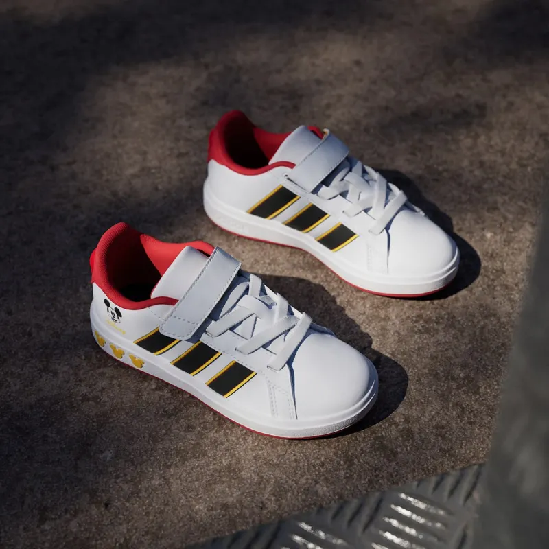 Adidas adidas Disney Mickey Mouse Grand Tennis Shoes Kids Cloud White / Core Black / Bold Gold (JQ8067)