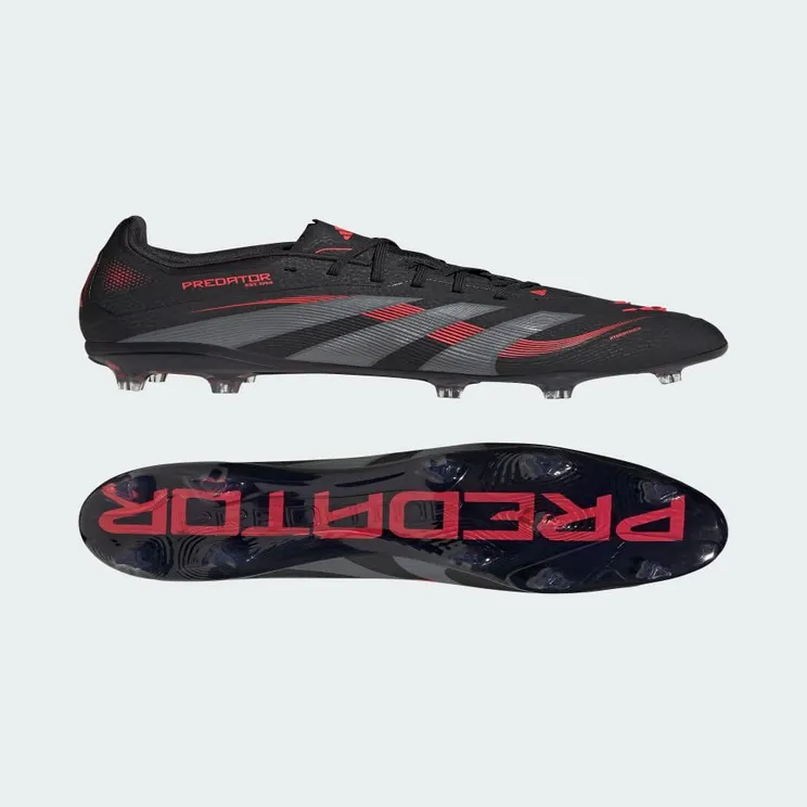 adidas Predator Elite Firm Ground Boots Kids “Core Black / Grey Four / Lucid Red” (ID3755)