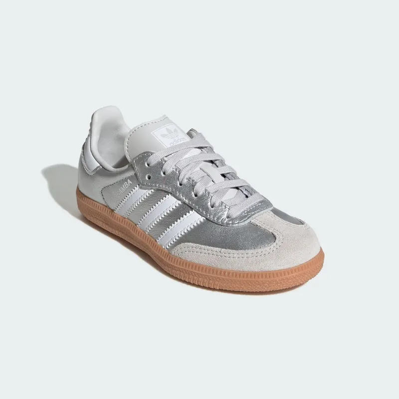Adidas SAMBA OG Shoes Silver Metallic / Cloud White / Gum (KK2344)