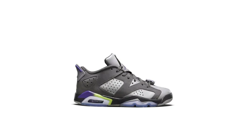 Jordan 6 Retro Low Dark Grey (GS) Dark Grey/Ultraviolet-Wolf Grey-Ghost Green (768878-008)
