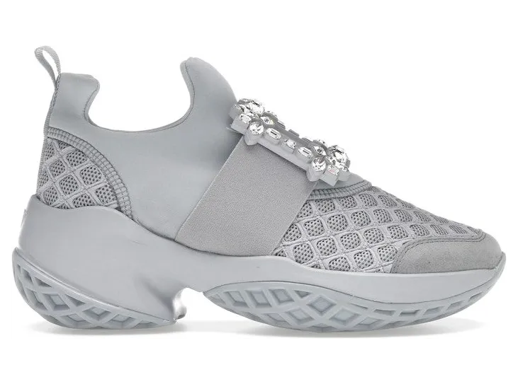 Roger Vivier Viv’ Run Fabric Grey Crystal Buckle (RVW50624180T5V1U52)