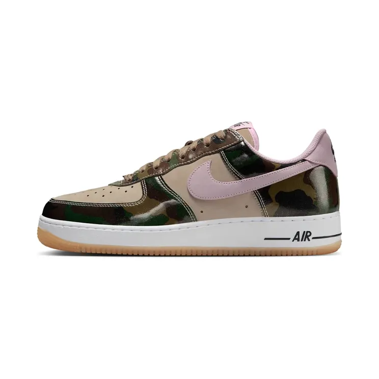 Nike Air Force 1 Low ’07 LV8 Patent Camo “Desert Khaki / Black / White / Pink Foam” (HQ1967-200)