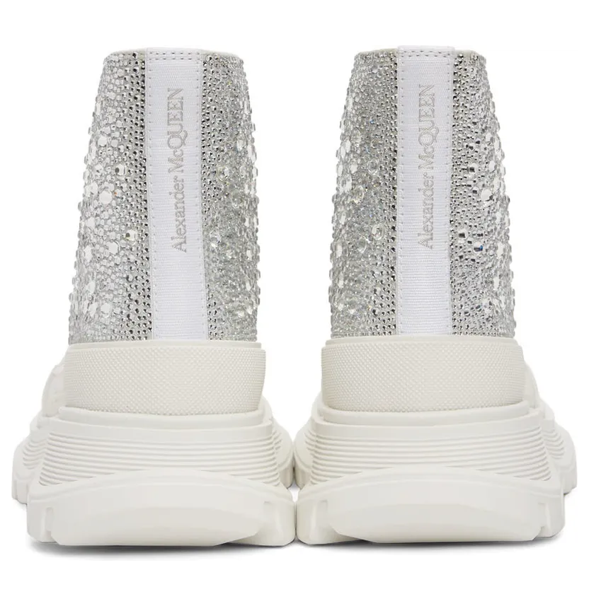 Alexander McQueen White Glitter Tread Slick Sneakers (685700WHCEJ) (4)