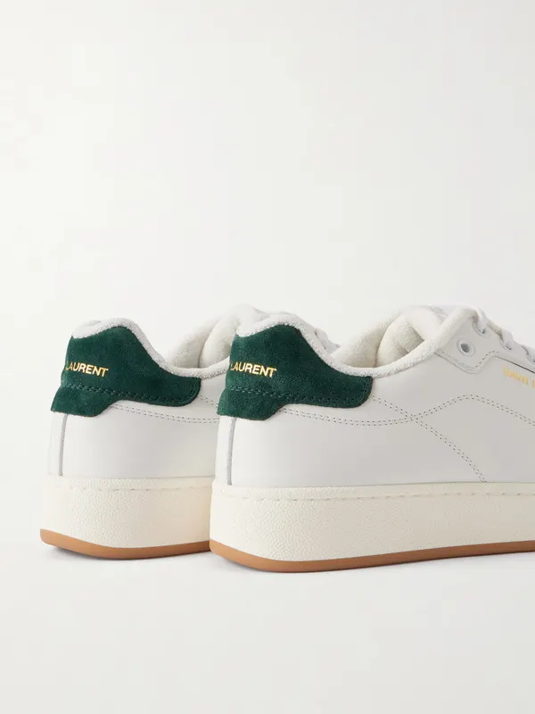 Saint Laurent SL/61 Suede-Trimmed Leather Sneakers White (84553700NAM) (5)