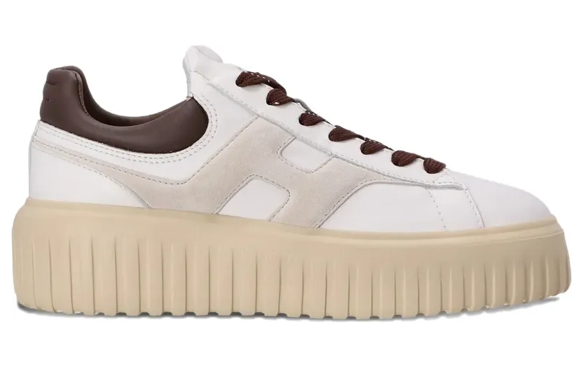 Hogan H-Stripes leren met plateauzool “White” (HXW6450FE9LUIT)