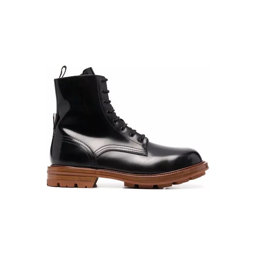Alexander McQueen Leather Boots Black Brown (683569WHZ8J1452)