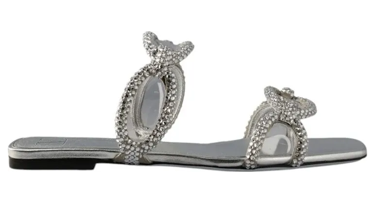 Valentino Chain Embellished Slip-On Sandals Silver (2W2S0GK2APLS13)