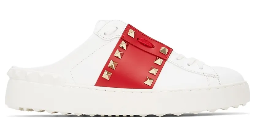 Valentino Garavani ’11’ Rockstud Untitled Slip-On “White/Red” (WW2S0AB8ZTN)