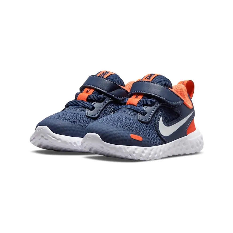 Nike Revolution 5 Blue “Midnight Navy / Orange / White” (BQ5673-410)