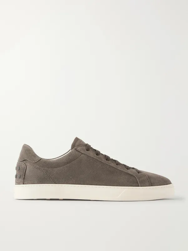 Tod’s Paneled Rubber-Trimmed Suede Sneakers Gray (XXM04L0HZ40RE0)