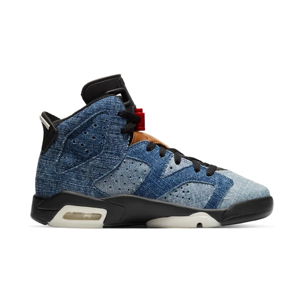 Jordan 6 Retro Washed Denim (GS) Washed Denim/Sail-Varsity Red-Black (CV5489-401)