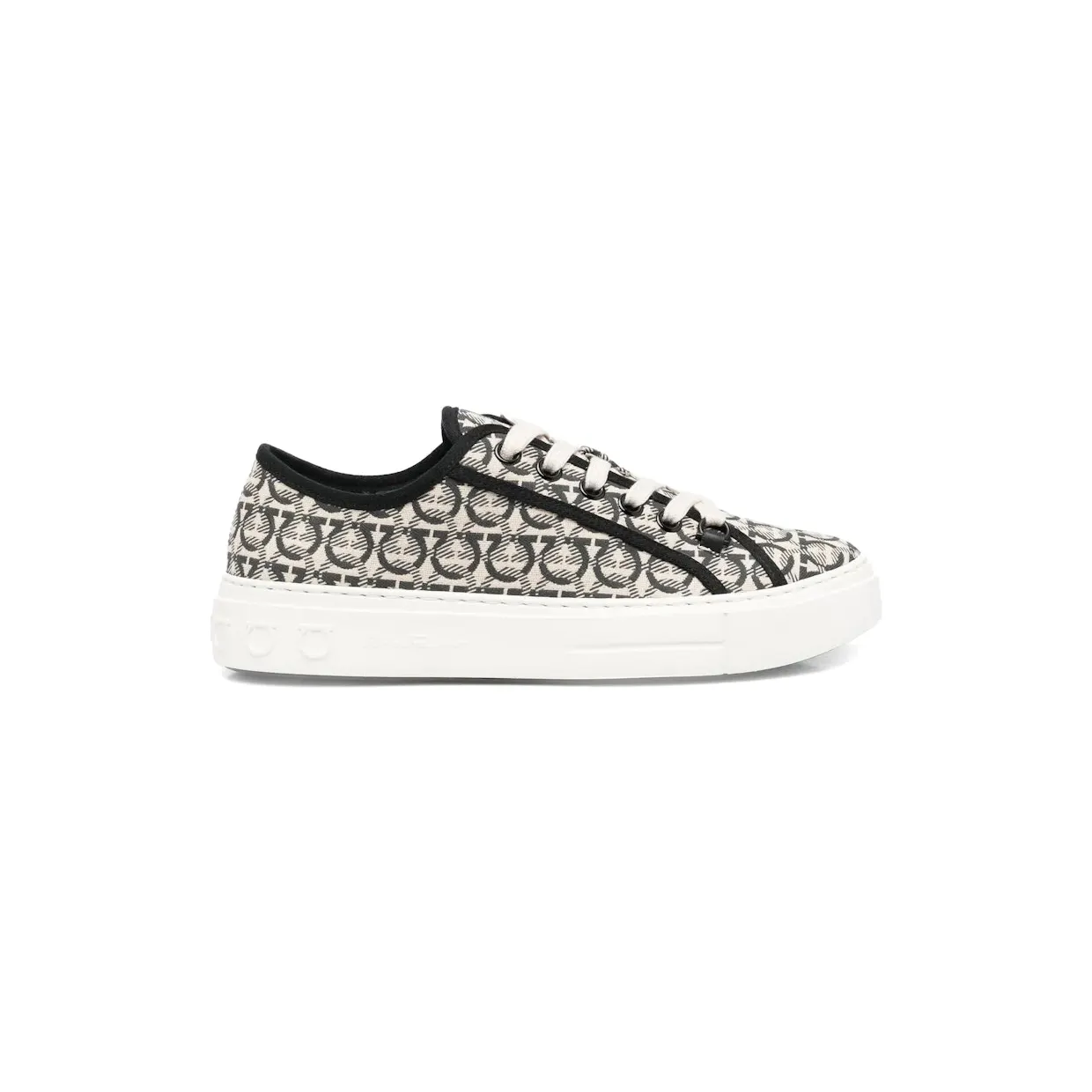 Ferragamo Anson Gancini-Jacquard Sneakers Neutrals (02B342706670)