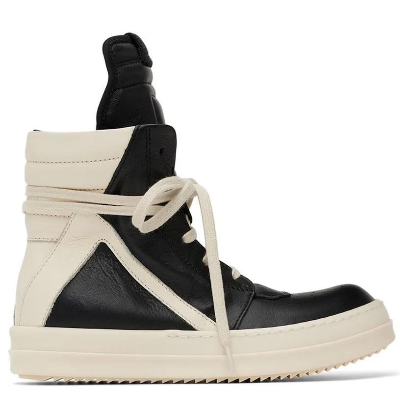 Rick Owens Kids Off-White & Black Geobasket Sneakers (BG02B5897 LMU 02B BG)