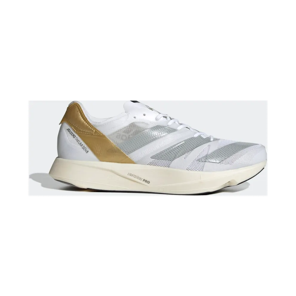 adidas Adizero Takumi Sen 8 TME Laufschuh Cloud White / Grey Two / Gold Metallic (GW1380)