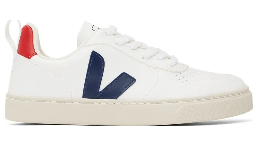 VEJA Kids White & Navy V-10 Lace-up Sneakers (CX0712570C)