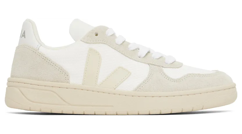 VEJA White & Beige V-10 B-Mesh Sneakers (VX0102499)
