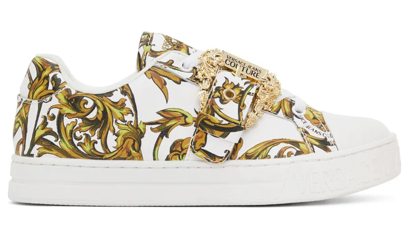 Versace Jeans Couture White Print Court Low-Top (E72VA3SK9EZP092)