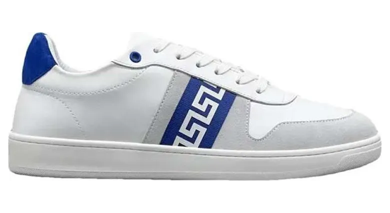 Versace Leather Low Top Sneaker White Grey Blue (1011938 1A08931 2W870)