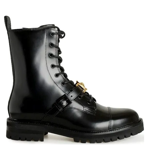 Versace Patent Leather Combat Boots Black (1009709 1A02207 1B00V)