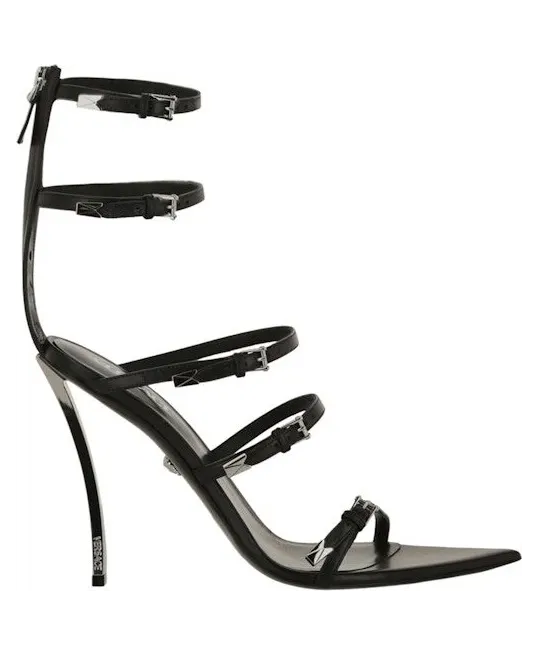 Versace Pin-Point Calf Leather Sandals Black (1009996-DVT2P-1B00P)