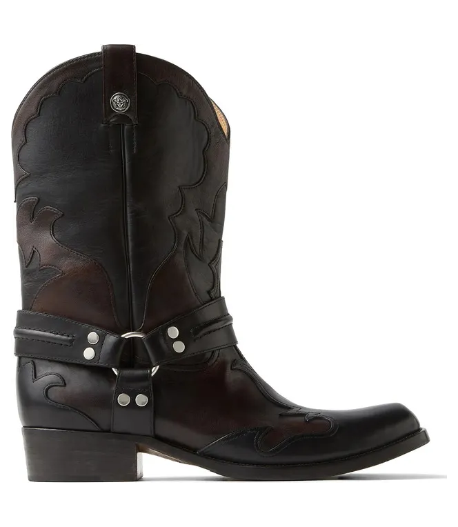 Versace Sylvester Leather Texan “Black/Brown” (1A18030 1024743 2BD6K)