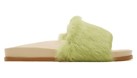 Buscemi Fur Clot Leather Slide Green (318SWSLICOCT0R-0070)