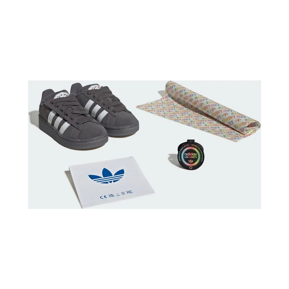Adidas Campus 00s Led Lights Comfort Closure Elastic Lace Kids Grey Five / Cloud White / Grey Two (JS1281)