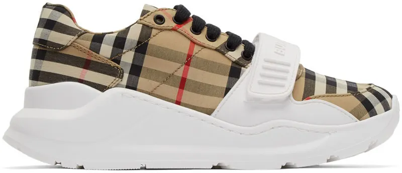 Burberry Beige Check Regis Sneakers (8020281)