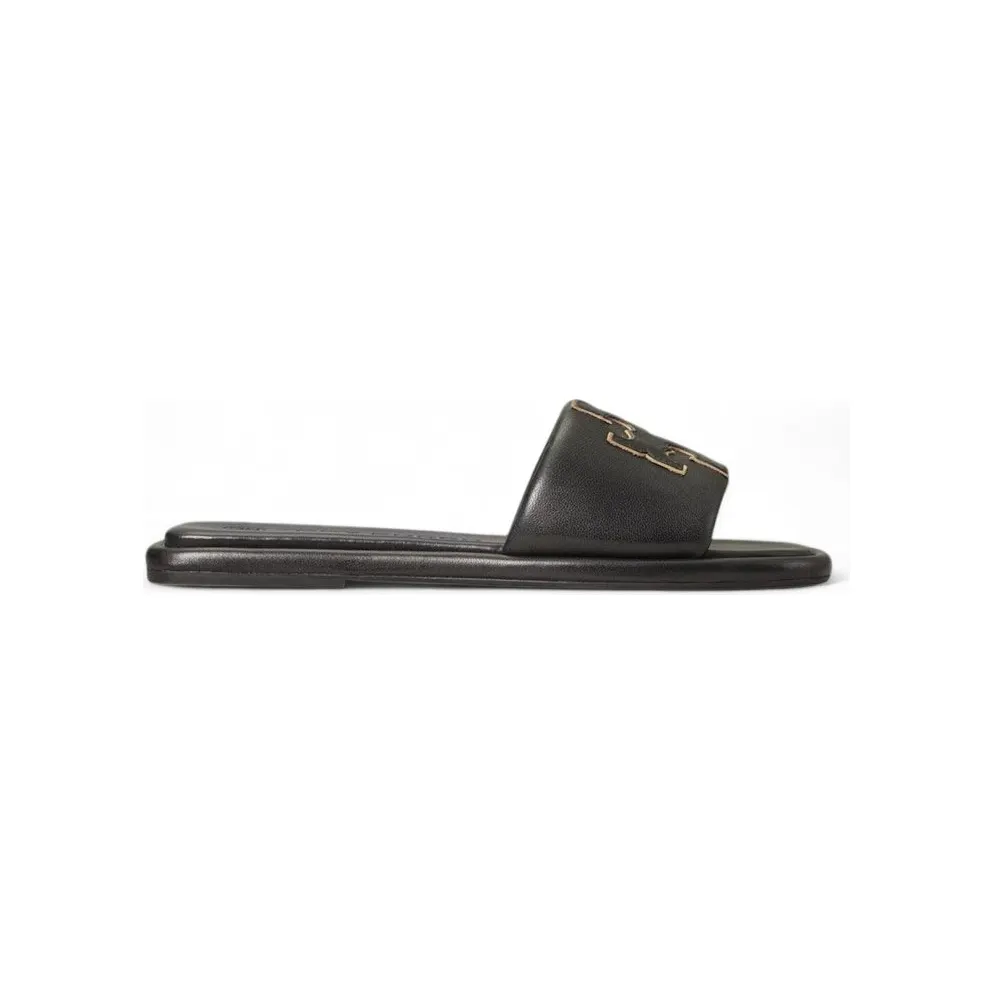 Tory Burch Double T Sport Slide Black Gold (79985-013)