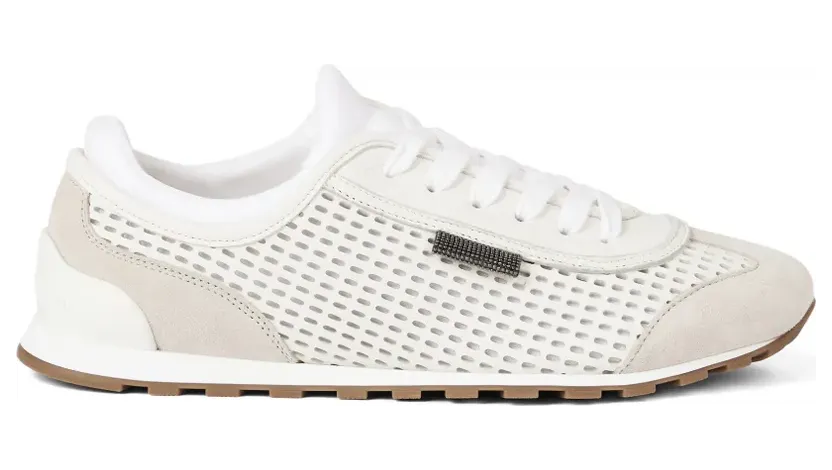 Brunello Cucinelli Laufsneakers mit glänzender Lasche Nude (MZDKG3236C001)