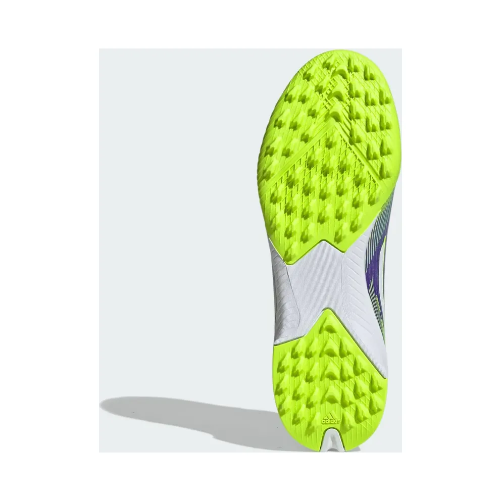 adidas F50 League Turf Boots Kids “Purple Rush / Cloud White / Lucid Lemon” (JI0000)