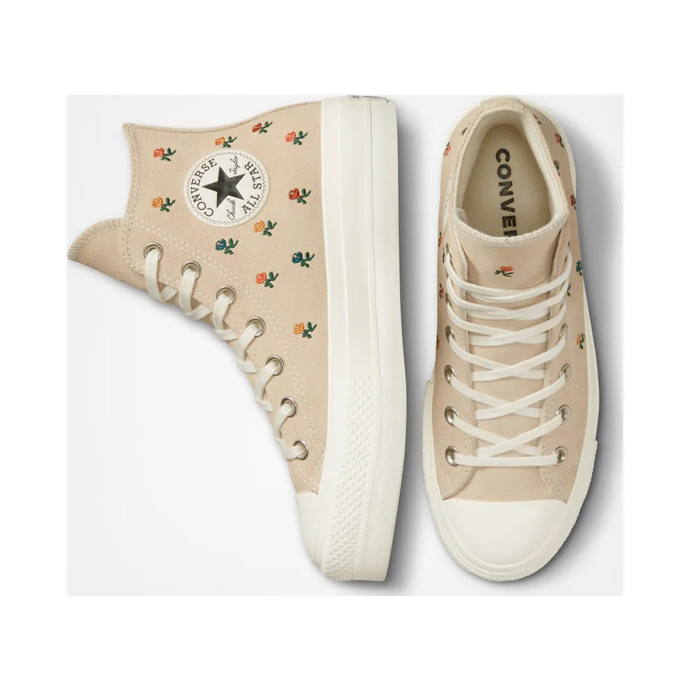 Converse Chuck Taylor All Star Lift Platform Embroidered Roses Farro/egret/midnight Clover