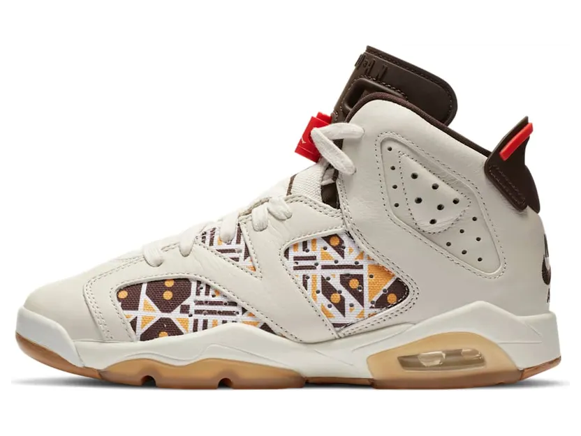 Air Jordan 6 Retro GS Quai 54 “Sail / Team Orange / Gum Light Brown / Baroque Brown” (CZ6506-100)