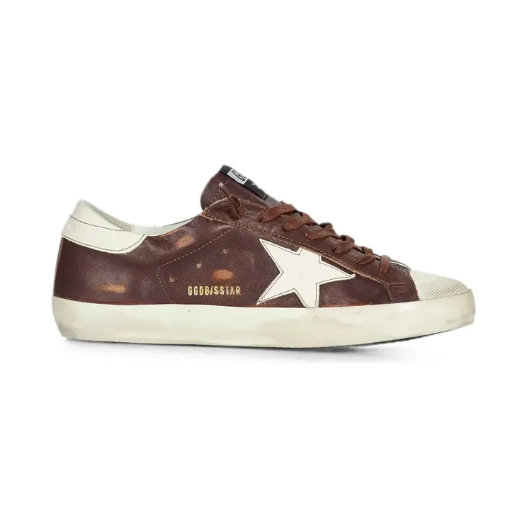 Golden Goose Super-Star im Distressed-Look “Brown” (GMF01102F008696)