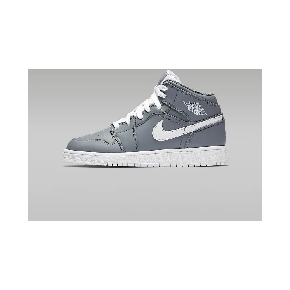 Jordan 1 Mid Cool Grey White (GS) Cool Grey/White-White (554725-036)