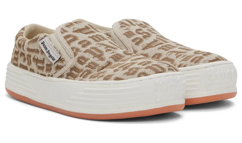Palm Angels Beige Jacquard Logo Sneakers (PWIA040S22FAB0016160) (4)