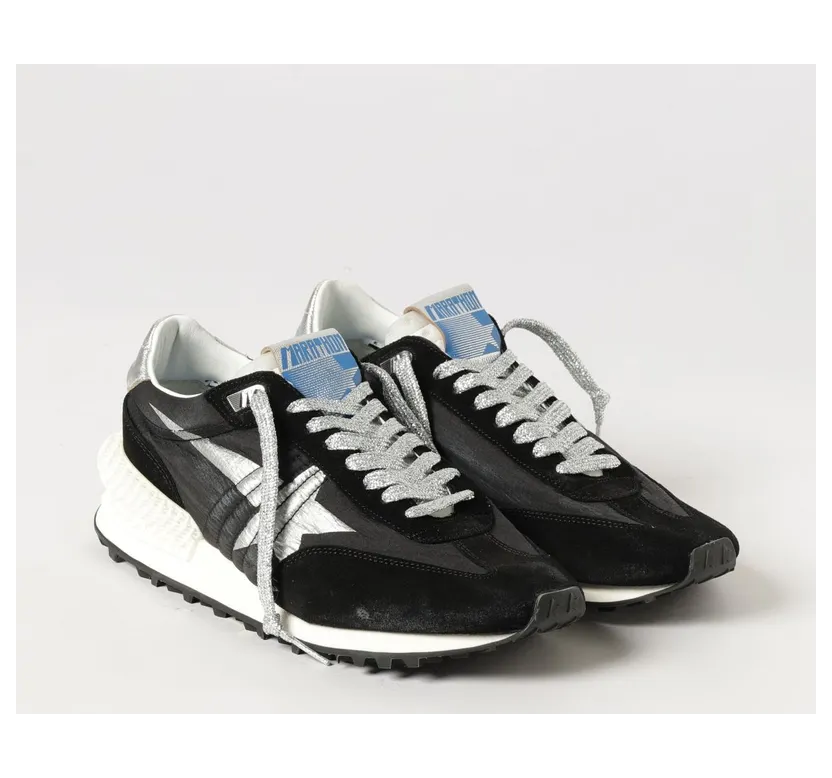 Golden goose Marathon Distressed Effect Nylon and Leather Sneakers Black (GMF00684F00567590179)