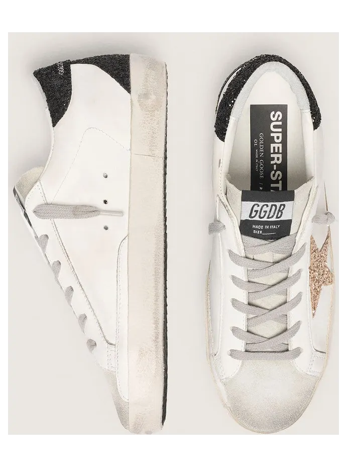 Golden Goose Women’S Super-Star In Nappa Leather With Gold Glitter Star And Black Glitter Heel Tab (GWF00102.F000959.80724) (3)