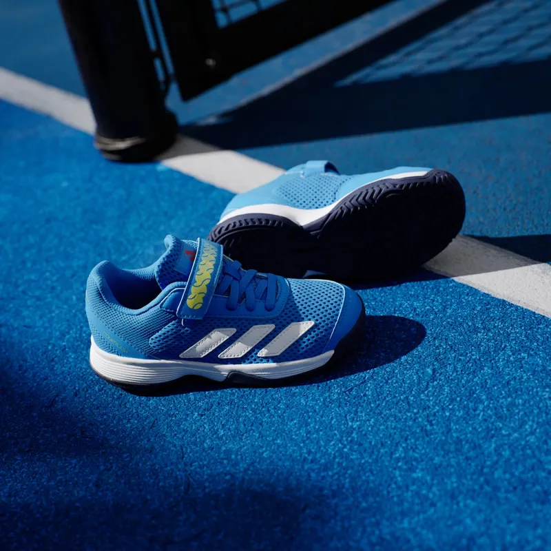 Adidas Courtflash Tennis Shoes with Velcro Kids Lucid Ray Blue / Cloud White / Dark Blue (KK3864)