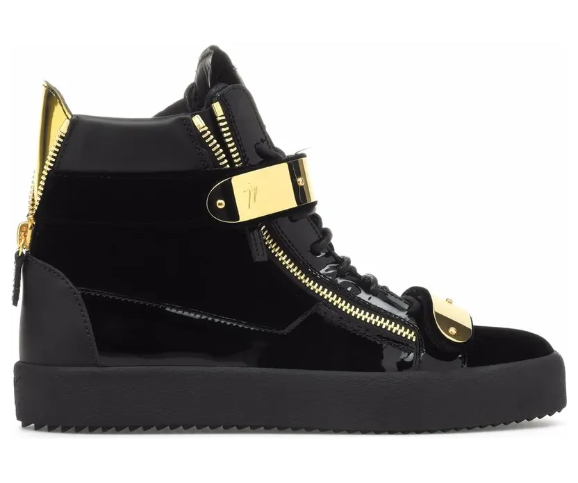 Giuseppe Zanotti Coby fluwelen mid-top sneakers met dubbele bandjes – Zwart (RU20043002)