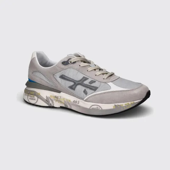 Premiata Moerund Suede and Nylon Sneakers Grey (MOERUN8079)