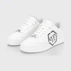 Philipp plein Monogram Calf Leather Low-Top Sneakers with Hexagon Logo White (UAESMSC4062PLE005N0102)