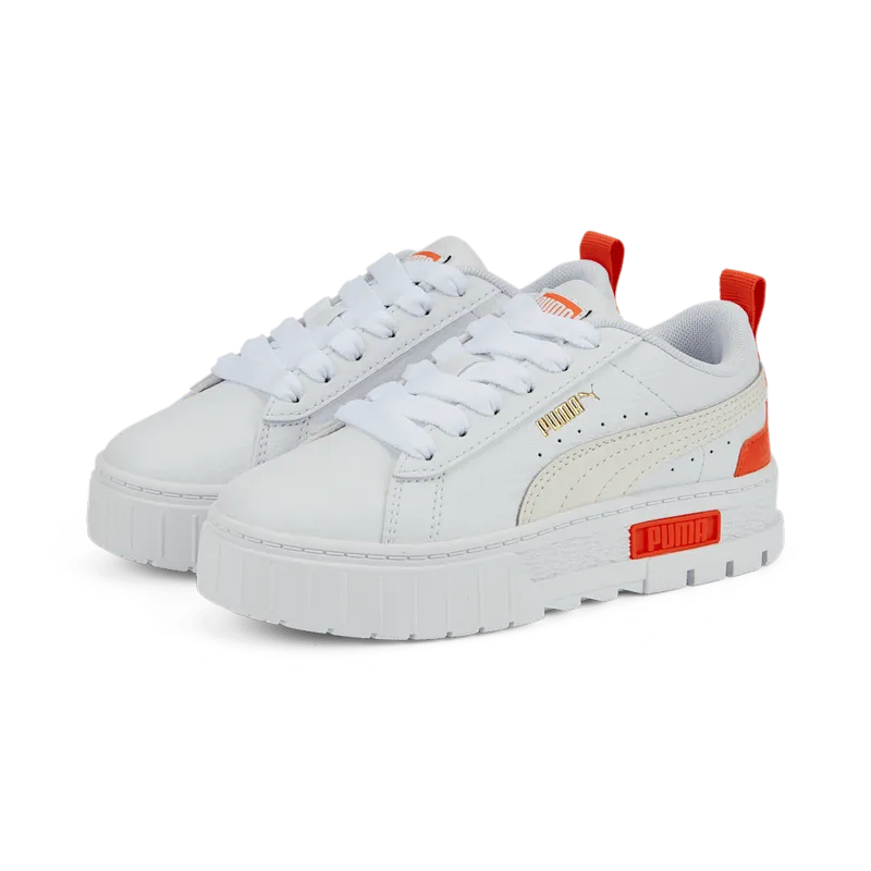 PUMA Mayze Leather Kids’ White/Vaporous Gray (384528-06)