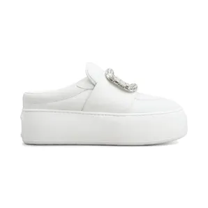 Roger Vivier Viv’ Up Mules White Crystal Buckle (RVW73941240LE9B001)