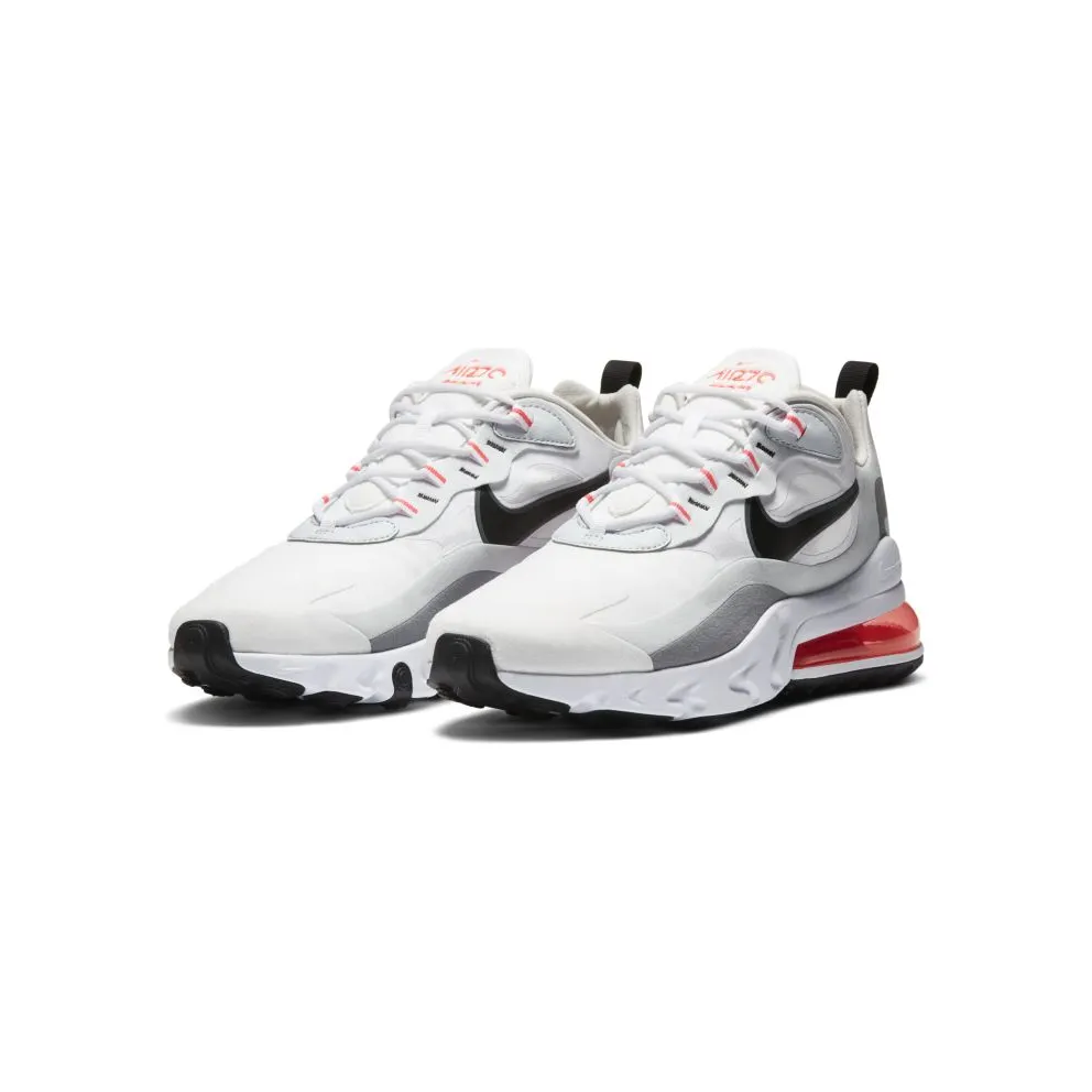 Nike Air Max 270 React “White / Flash Crimson / Cool Grey / Black” (CT1280-100)