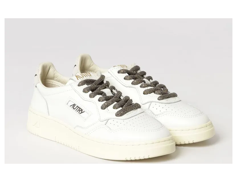 Autry Medalist Low Bicolor Leather Sneakers with Perforated Toe Brown (AULWSW05)
