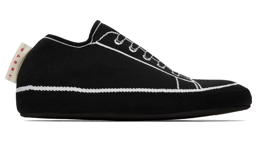 Marni Black Trompe L’Œil Jacquard Sneakers (SNZU010601 P4547)