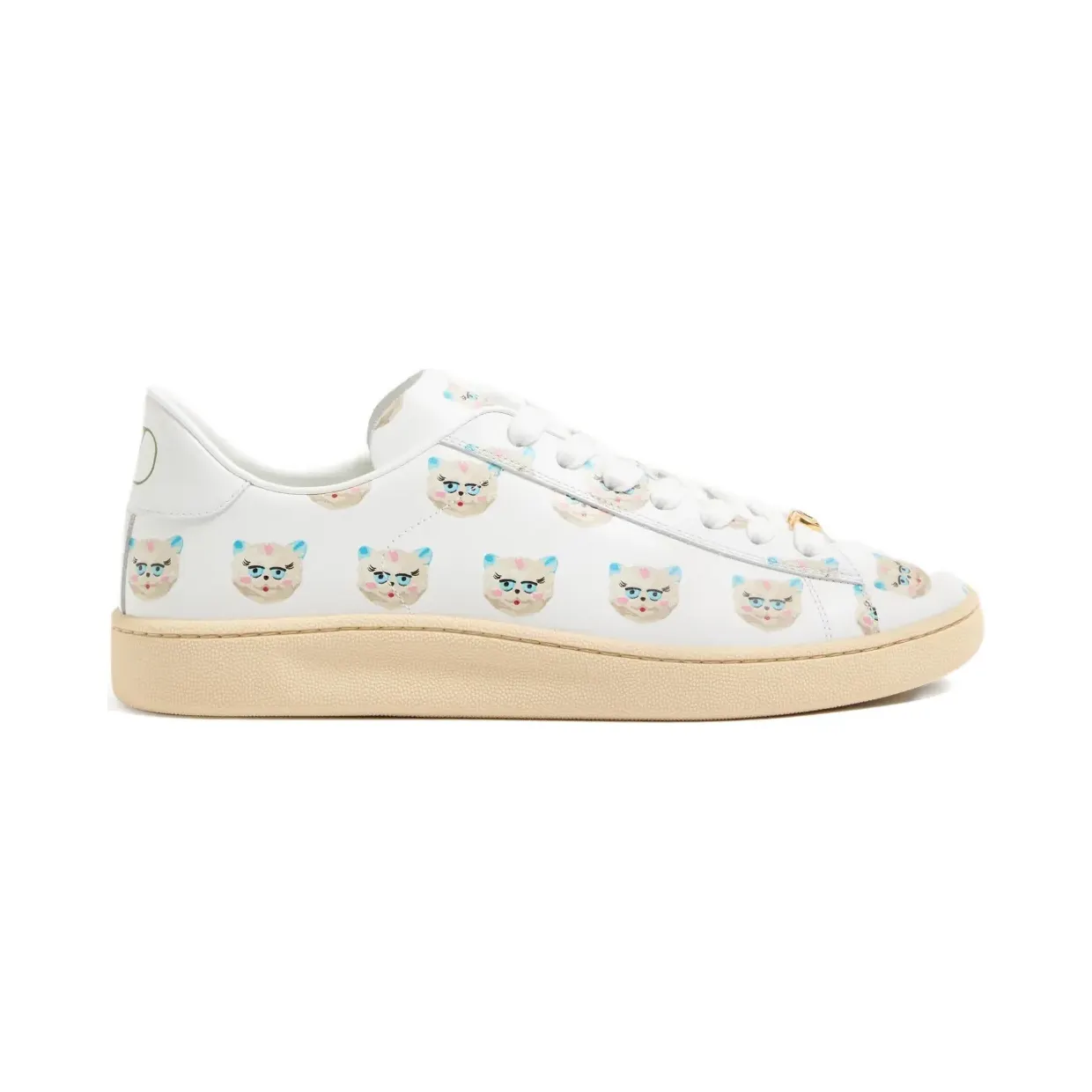 Valentino Garavani Royco van nappa kalfsleer met Le Chat De La Maison-patroon “White” (YS0K34EAM)