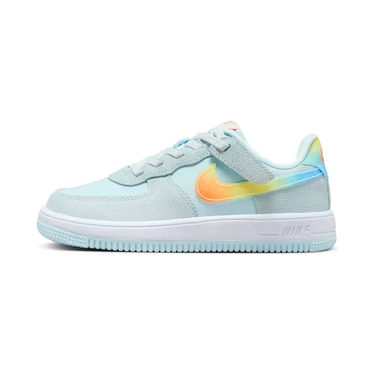 Nike Force 1 Low EasyOn PS “Glacier Blue / Light Lemon Twist / Aquarius Blue / Total Orange” (HF4783-474)
