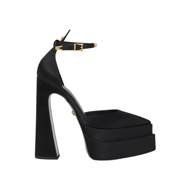 Versace Aevitas 160mm Pointy Platform Pumps Black Satin (1006899-1A00868_1B00V)